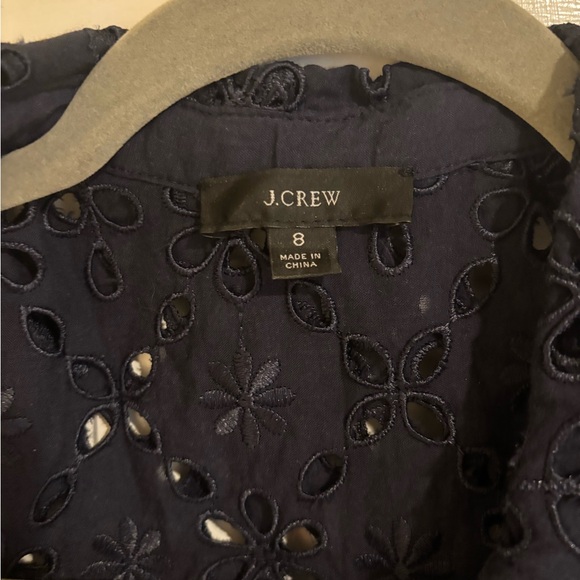 J. Crew eyelet navy blouse 8 - Picture 2 of 6